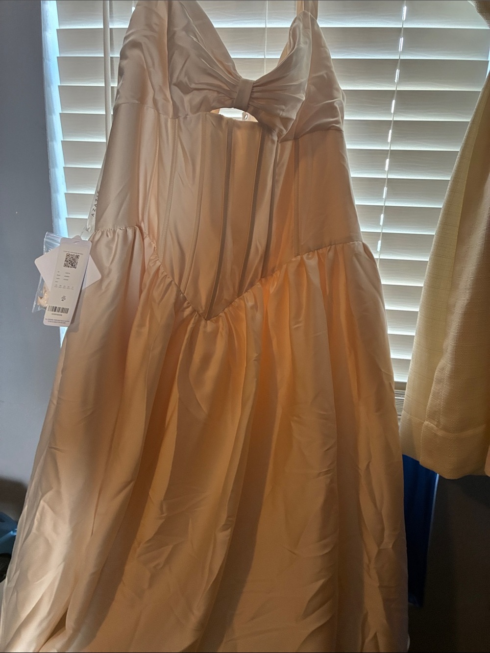 Azazie Champagne Satin Wedding Dress